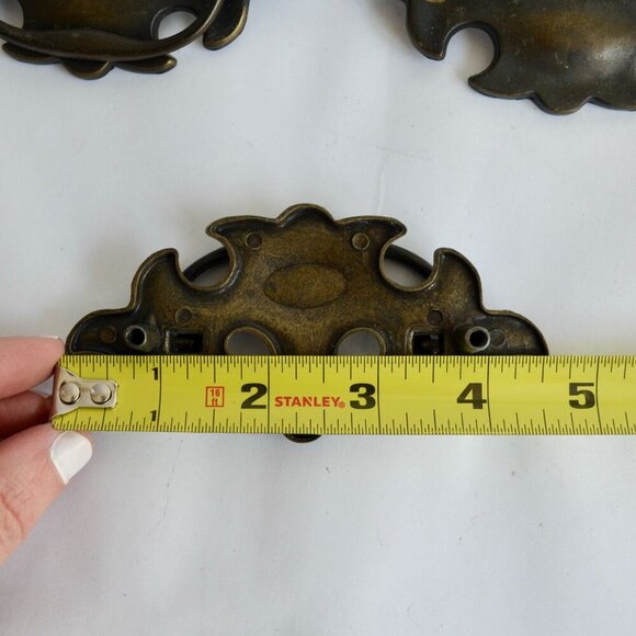 Lot of 5 Brass Bat Wing Drawer Pull Handles Chippendale Bail Pull 3" - Picture 5 of 6